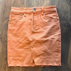 Kut from the Kloth Bright Orange Denim Pencil Skirt